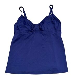 Lands’ End Navy Blue Underwire Tankini Swim Top size 10
